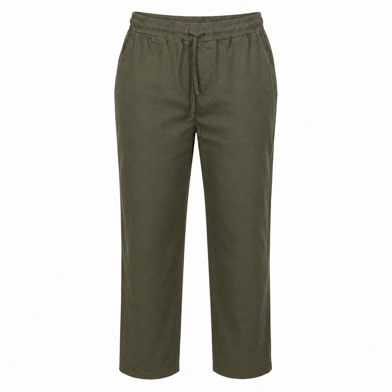 Départ Homme Pantalon en Lin Vert Khaki – Image 2