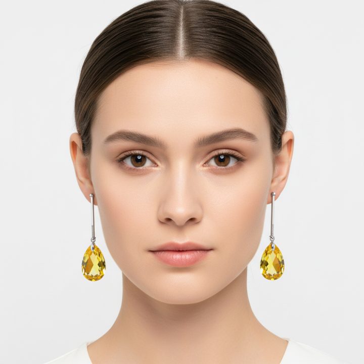 boucle d'oreille pendantes goutte jaune
