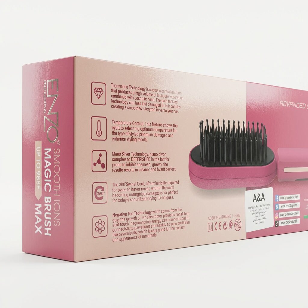 ENZO PROFESSIONAL Peigne Pour Cheveux Chauffante Lissante Pro 988F° – Image 5