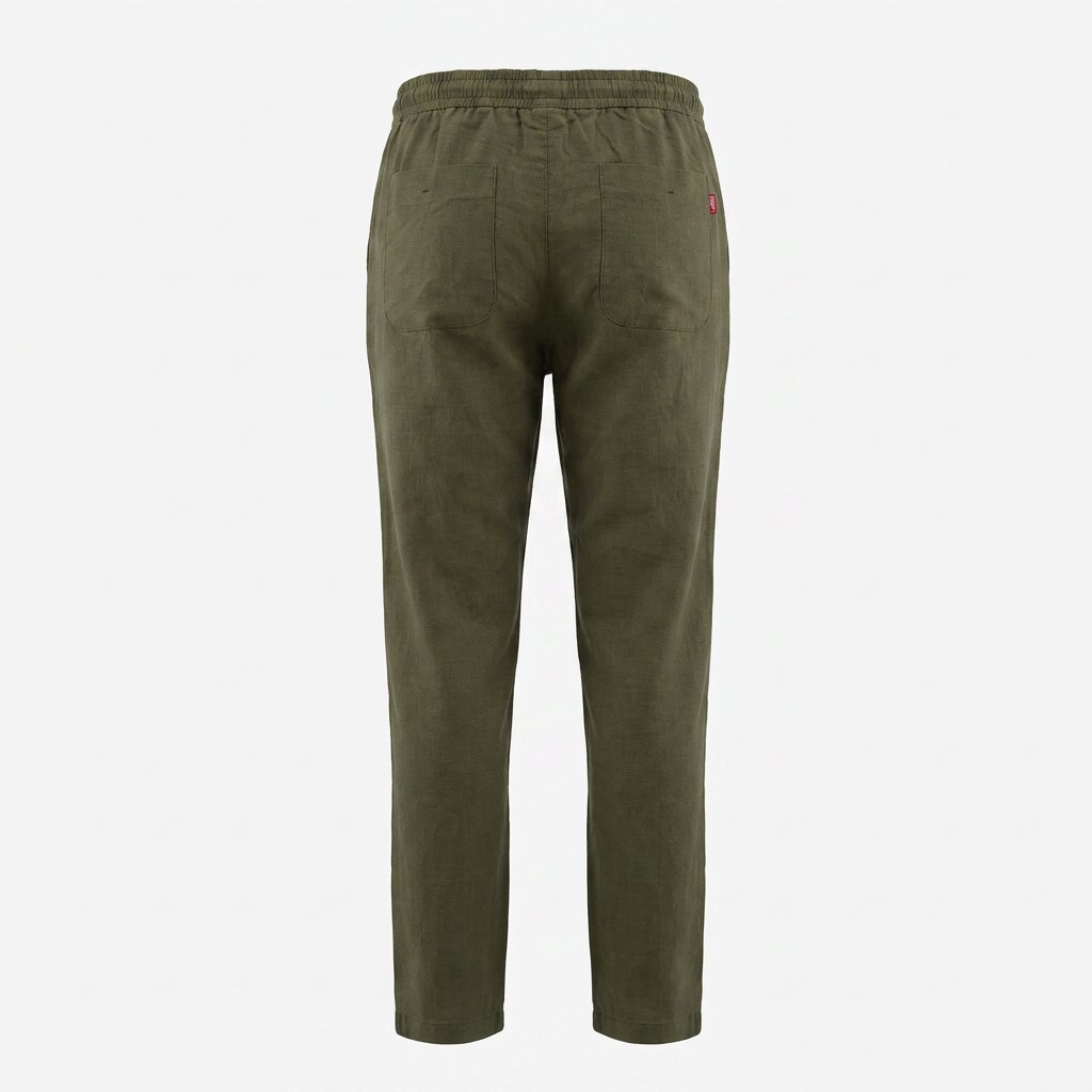 Départ Homme Pantalon en Lin Vert Khaki – Image 3