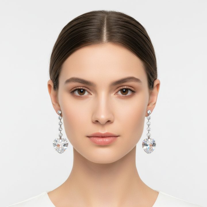 boucle d'oreille pendantes coeur  jaune reflé