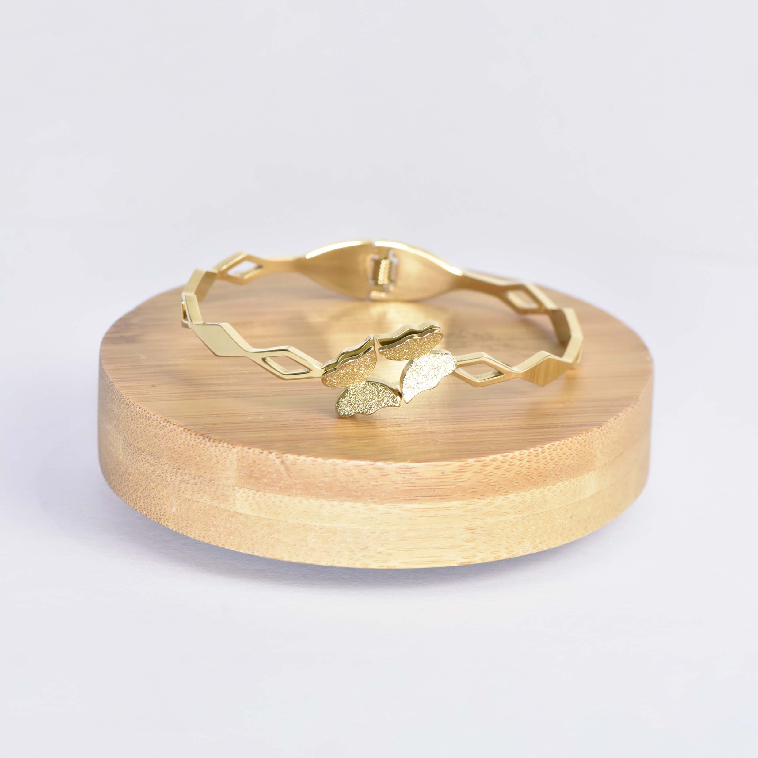 BRACELET 2 PAPILLIONS DORÉ LOSANGE – Image 2