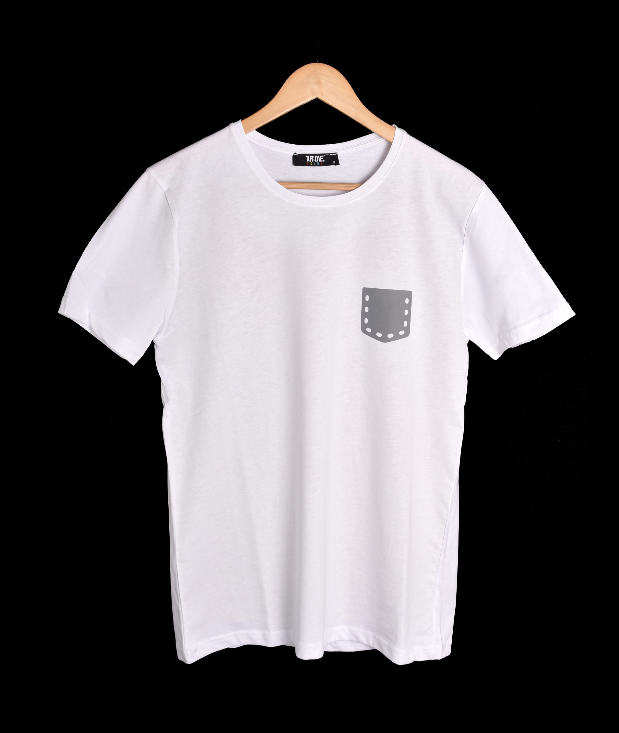 T-shirt balnc 1 petite poche gris – Image 2
