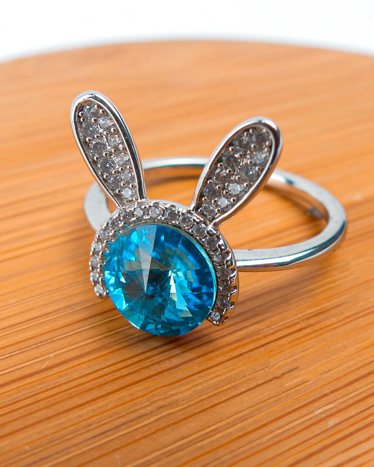 bague lapin bleu -argent- – Image 3