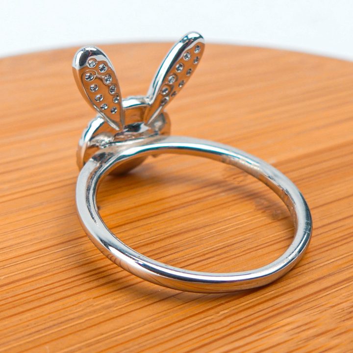 bague lapin bleu -argent-