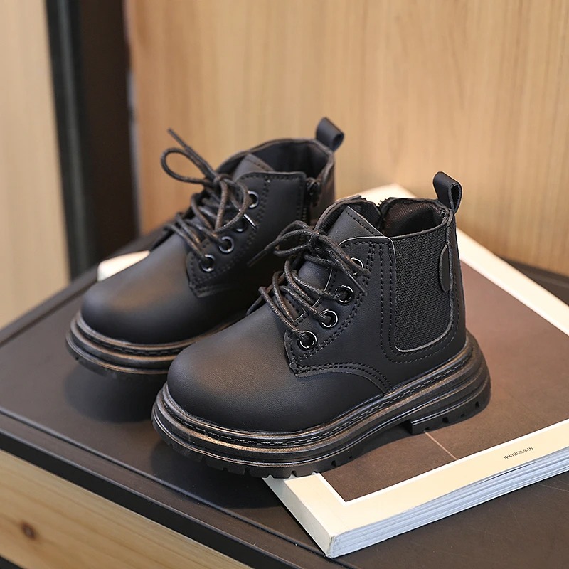 Bottes coordonnantes à lacets Noir Enfants – Image 2