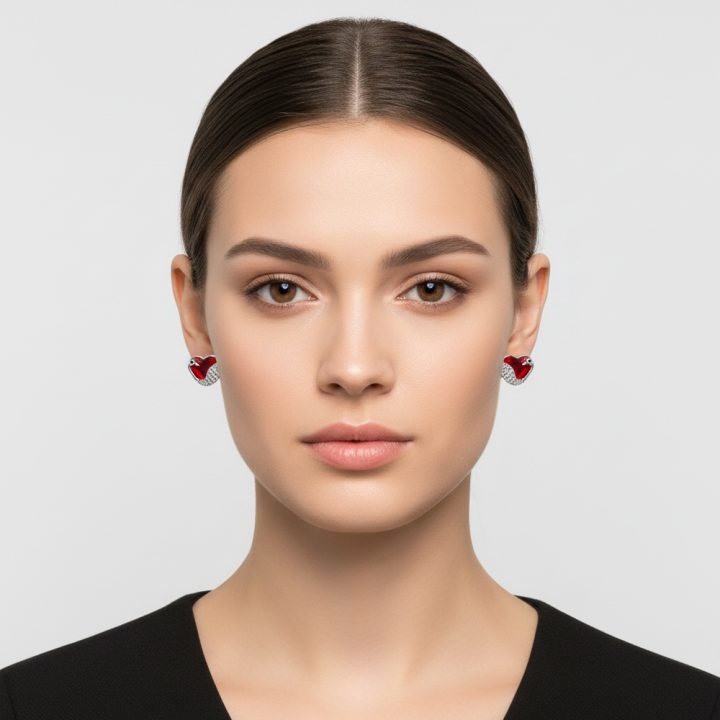 boucle d'oreille coeur rouge