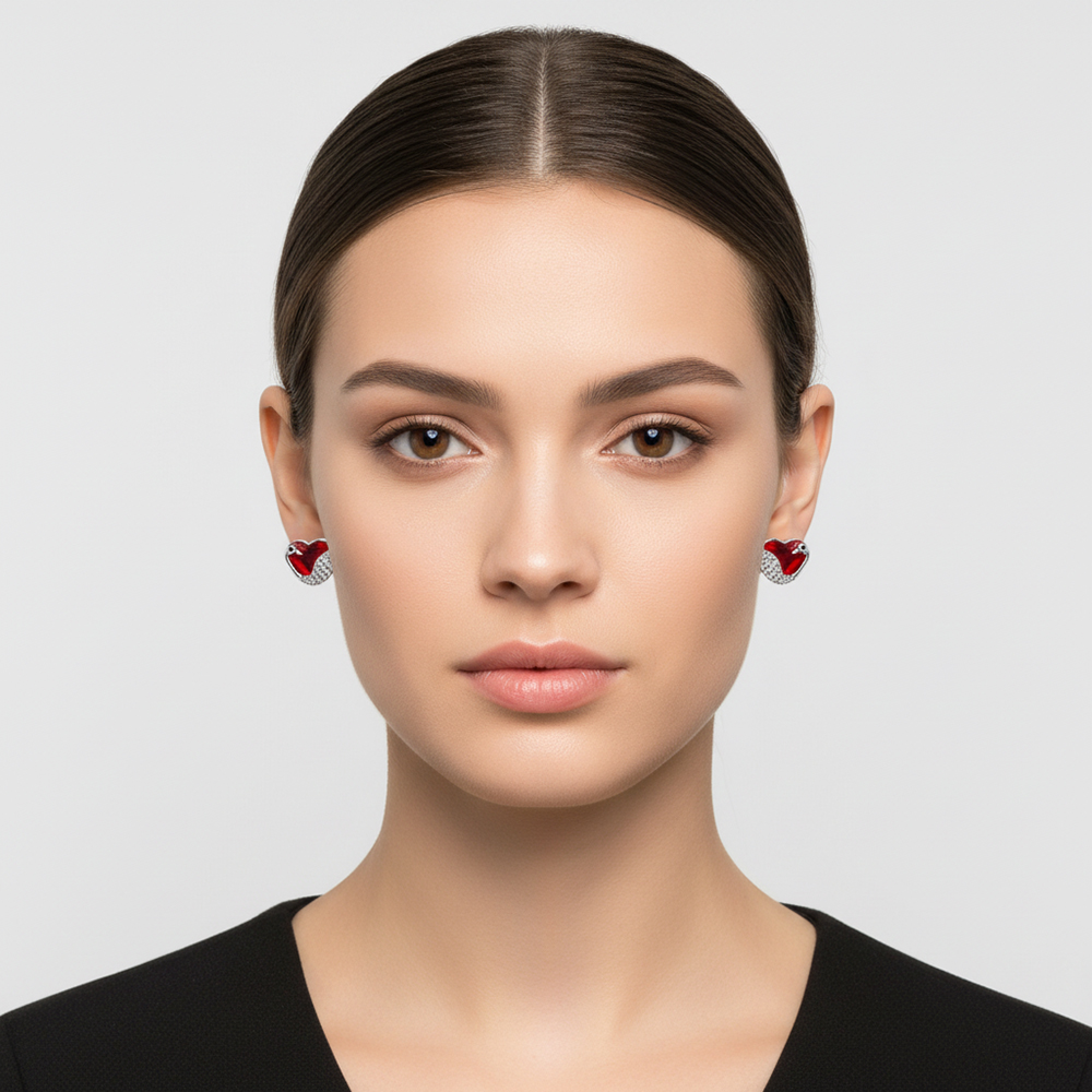 boucle d'oreille coeur rouge