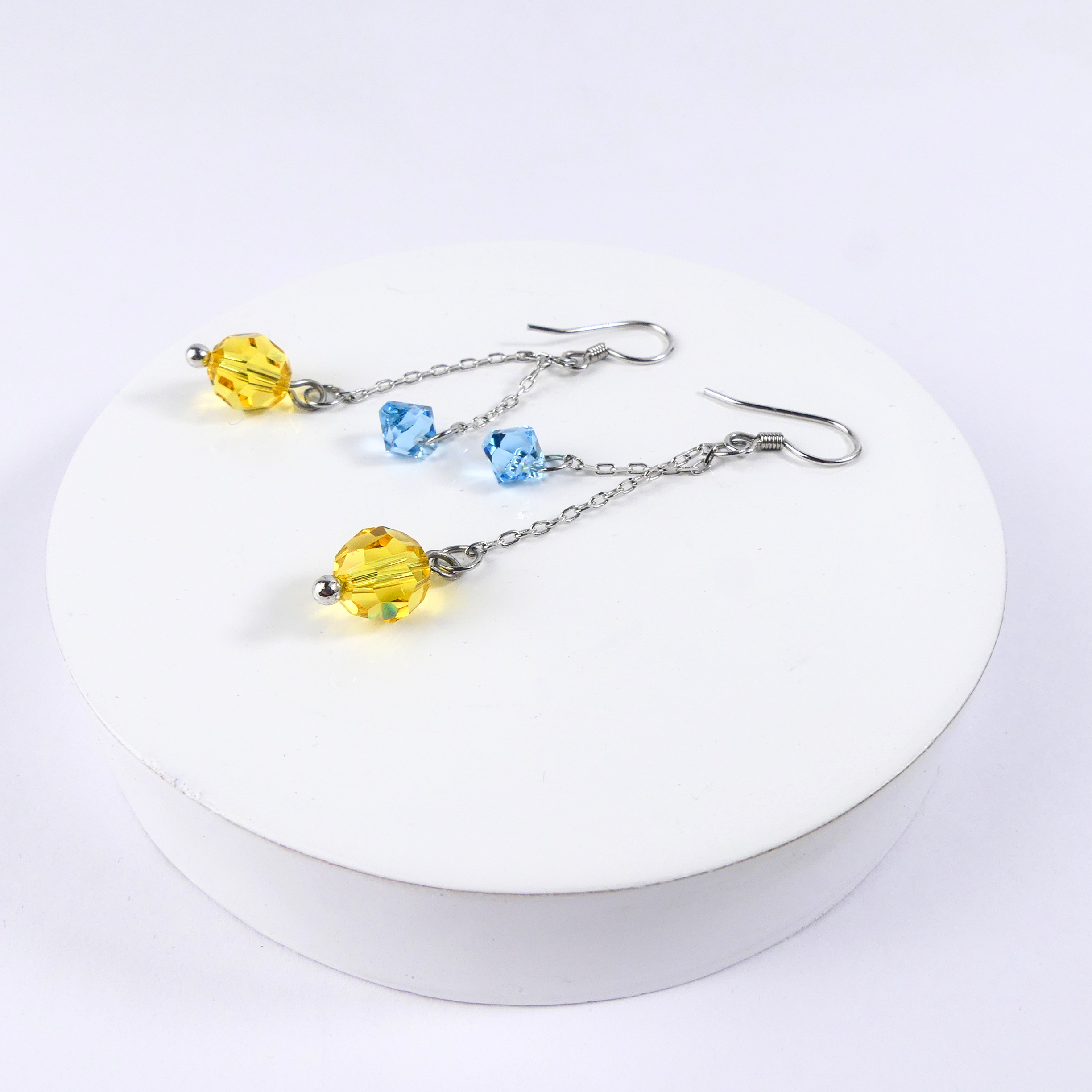 boucle d'oreille pendantes jaune/BLEU – Image 2