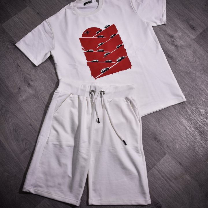 ENSEMBLE BLANC MOTIF *VOITURES *