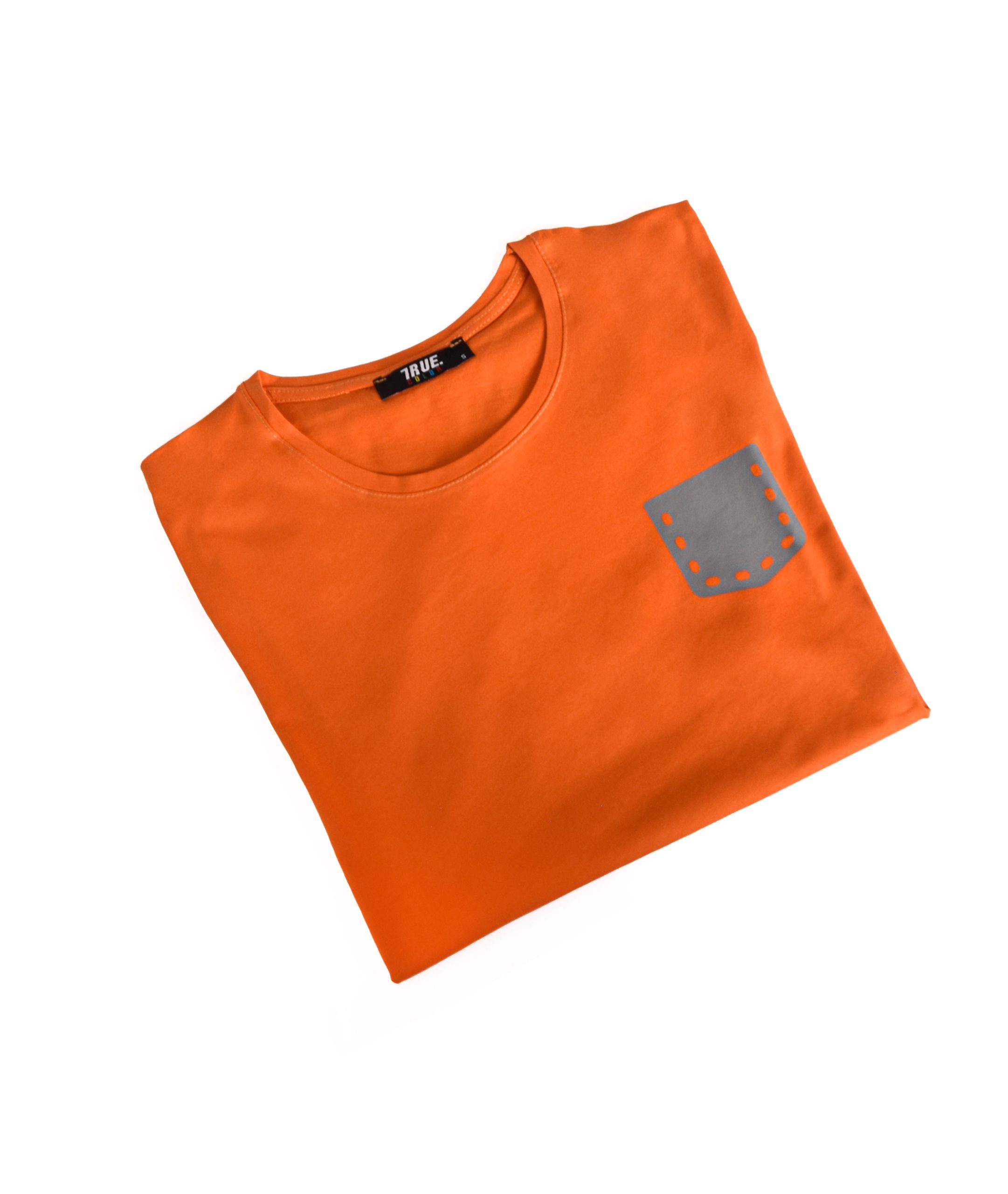 T-shirt orange 1 petite poche gris – Image 3