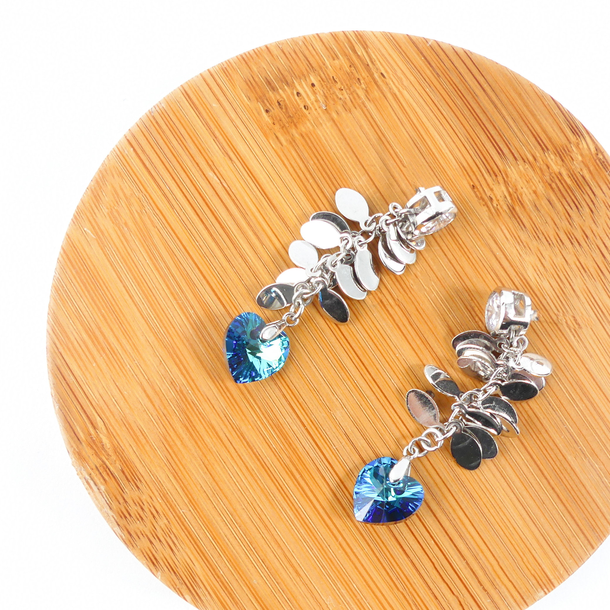 boucle d'oreille pendantes coeur bleu nuit – Image 5