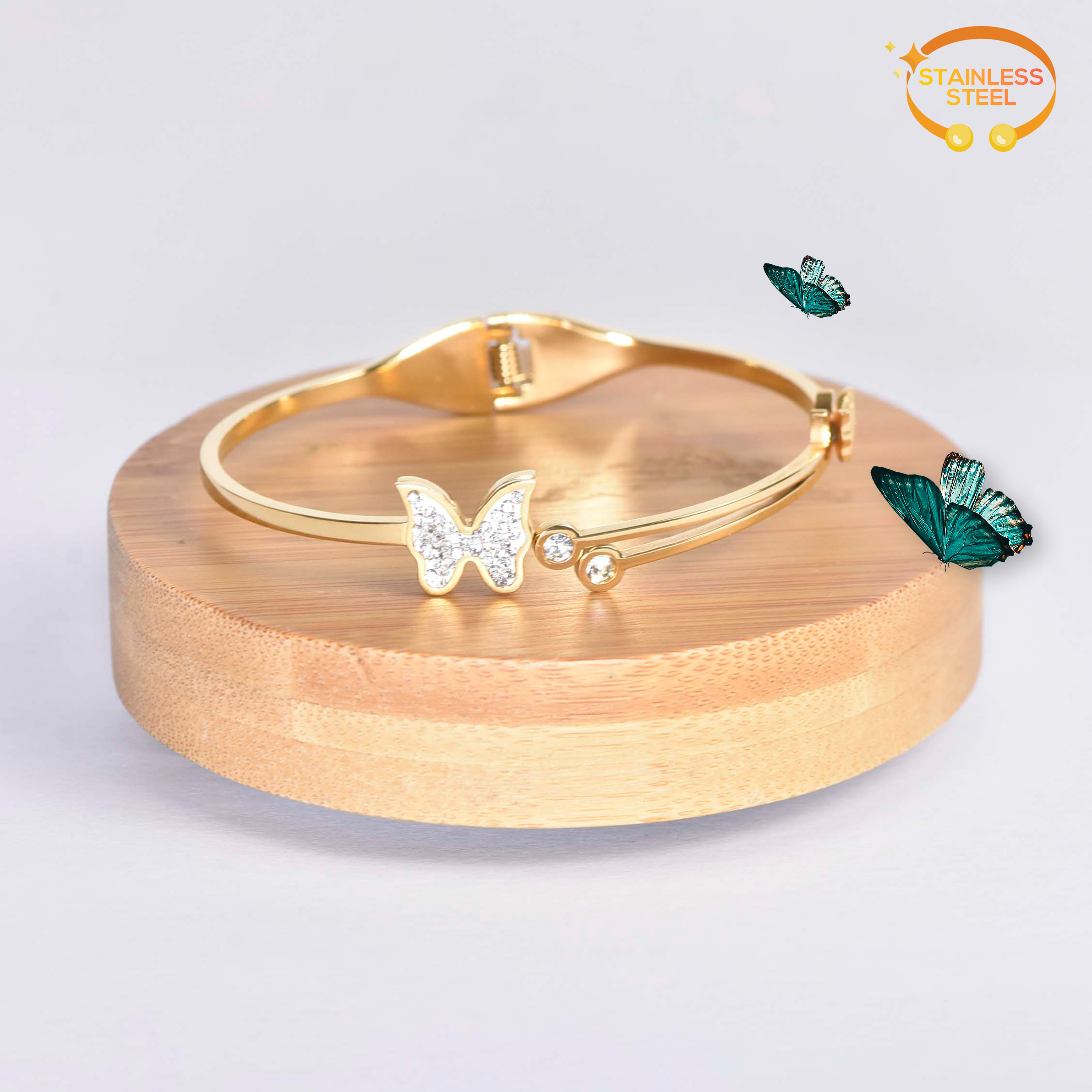 BRACELET LUMIÈRE DE PAPILLIONS DORÉ – Image 4
