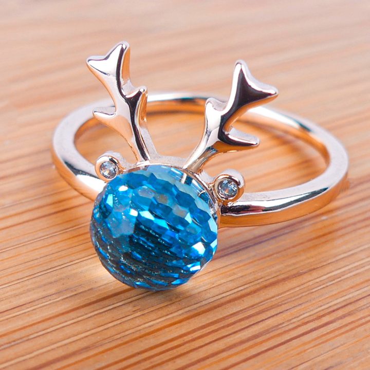 bague gazelle boule bleue