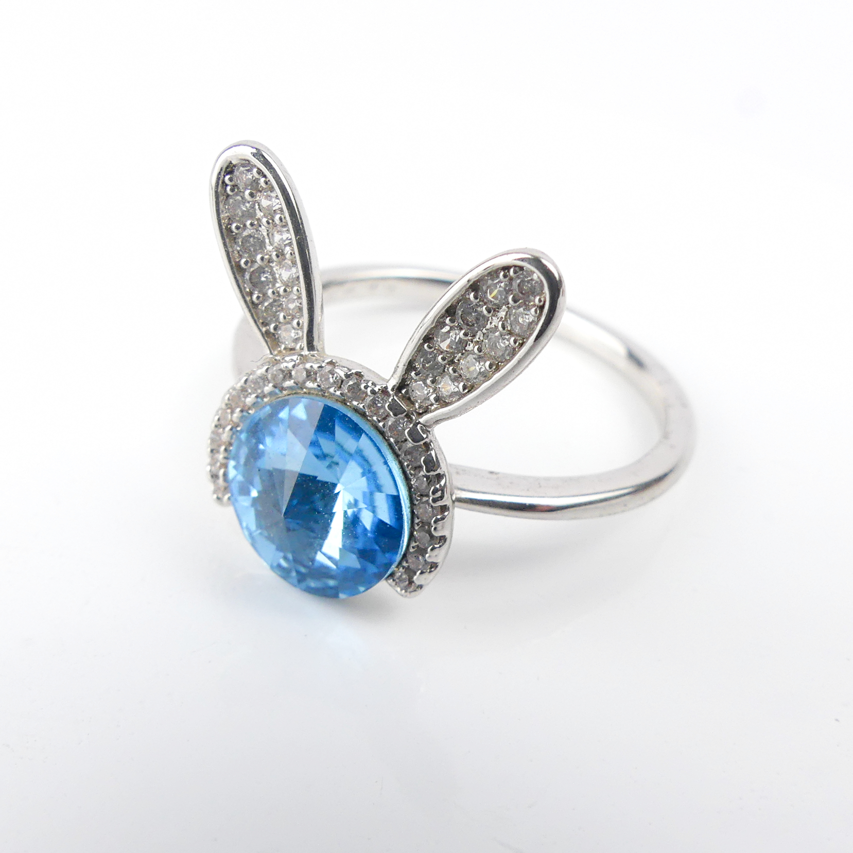 bague lapin bleu -argent- – Image 5