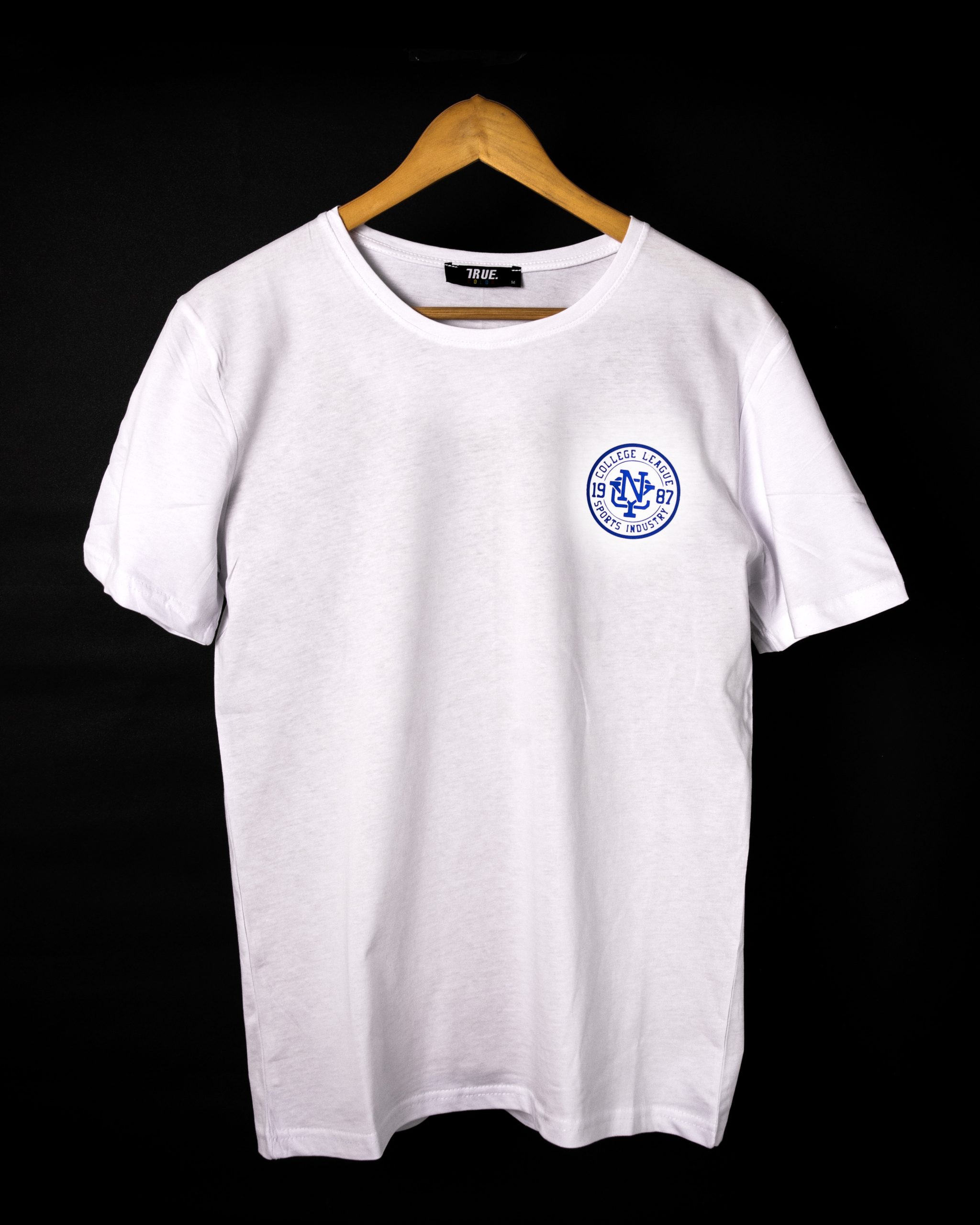 T-shirt BLANC *COLLEGE LEAGUE SPORTS INDUSTRY NYC 1987* – Image 2