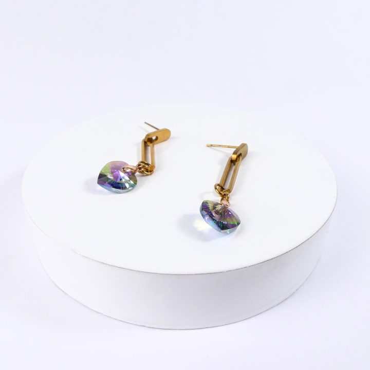 Boucle d'oreille coeur mauve