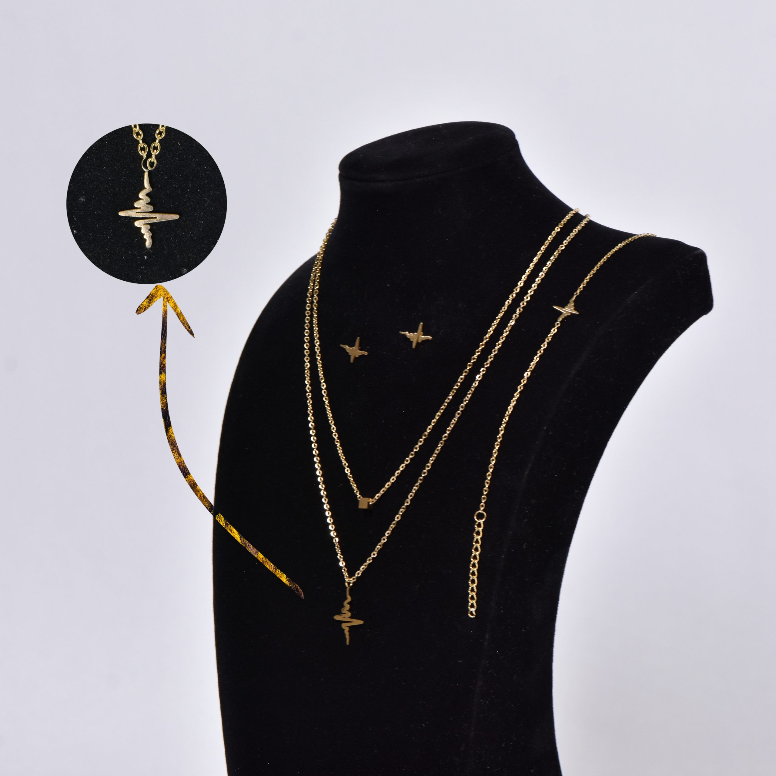 Parure motif fréquence cardiaque (plaqué or) – Image 2