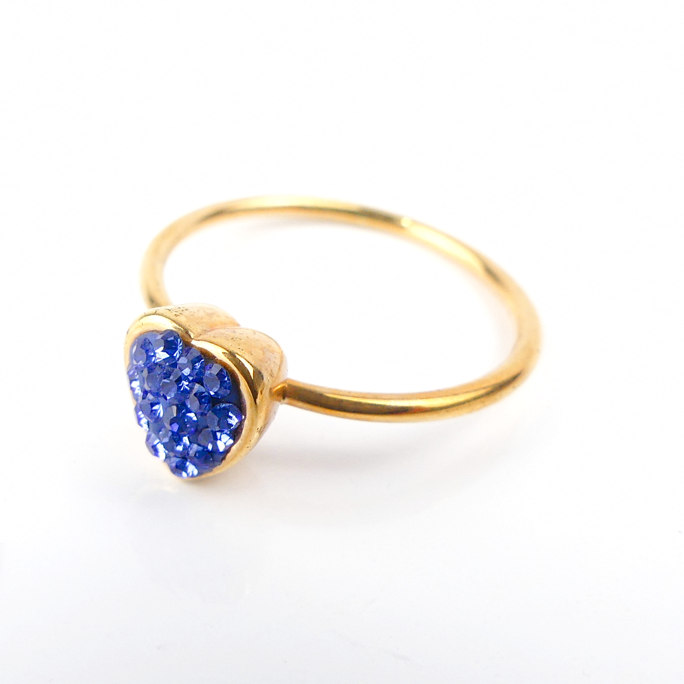 bague fine coeur bleu – Image 4