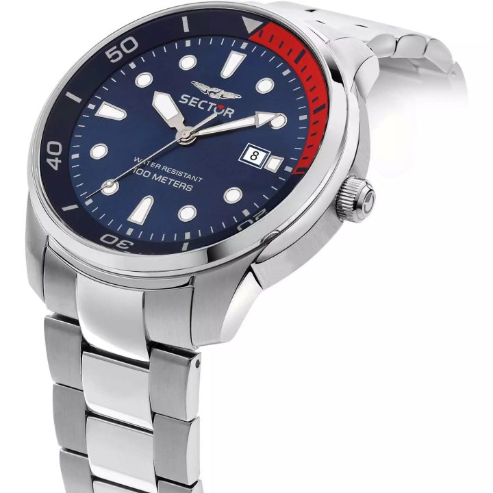 Montre Homme SECTOR Oversize R3253102029 – Acier Inoxydable Bleu, Quartz, Étanche 100M