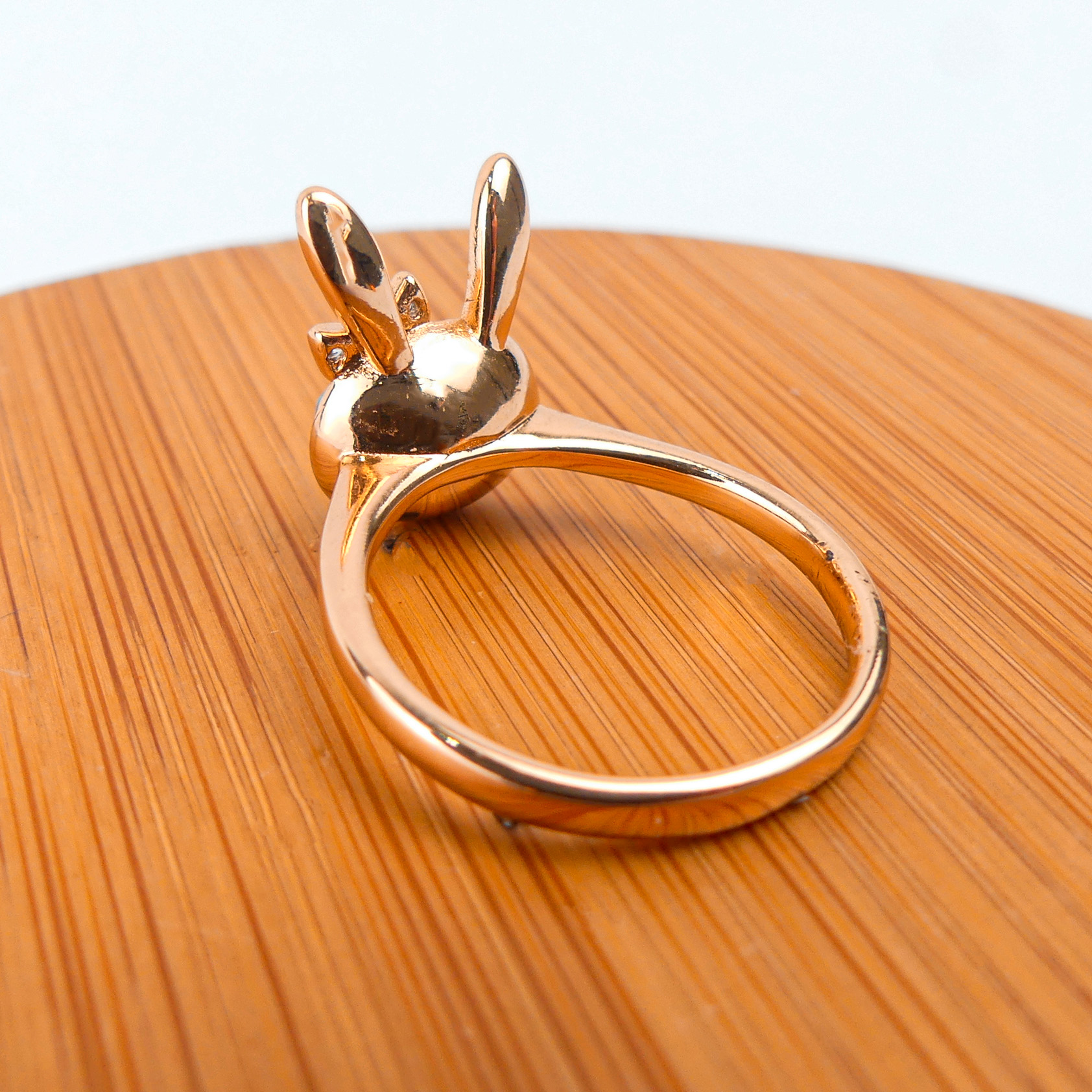 bague lapin blanc-plaqué or – Image 2