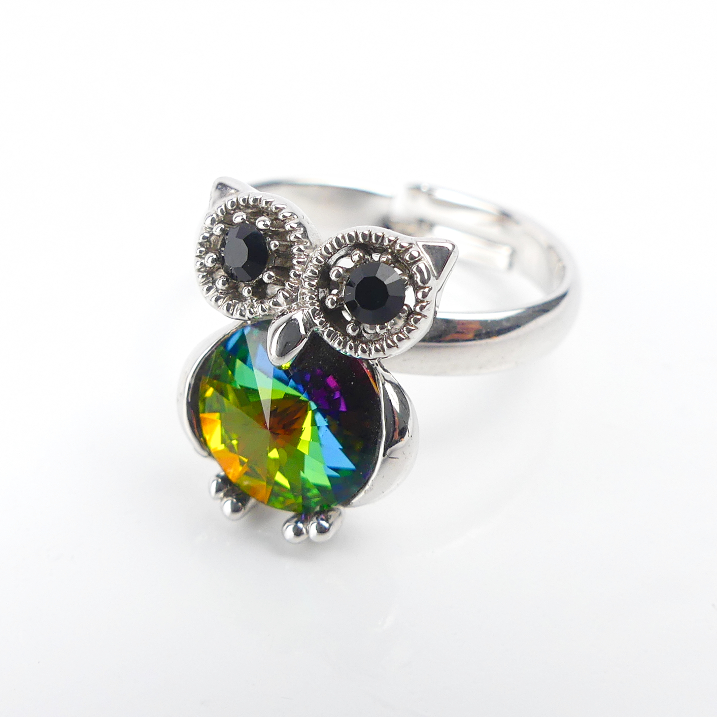 bague pierre hibou verte reflé – Image 4