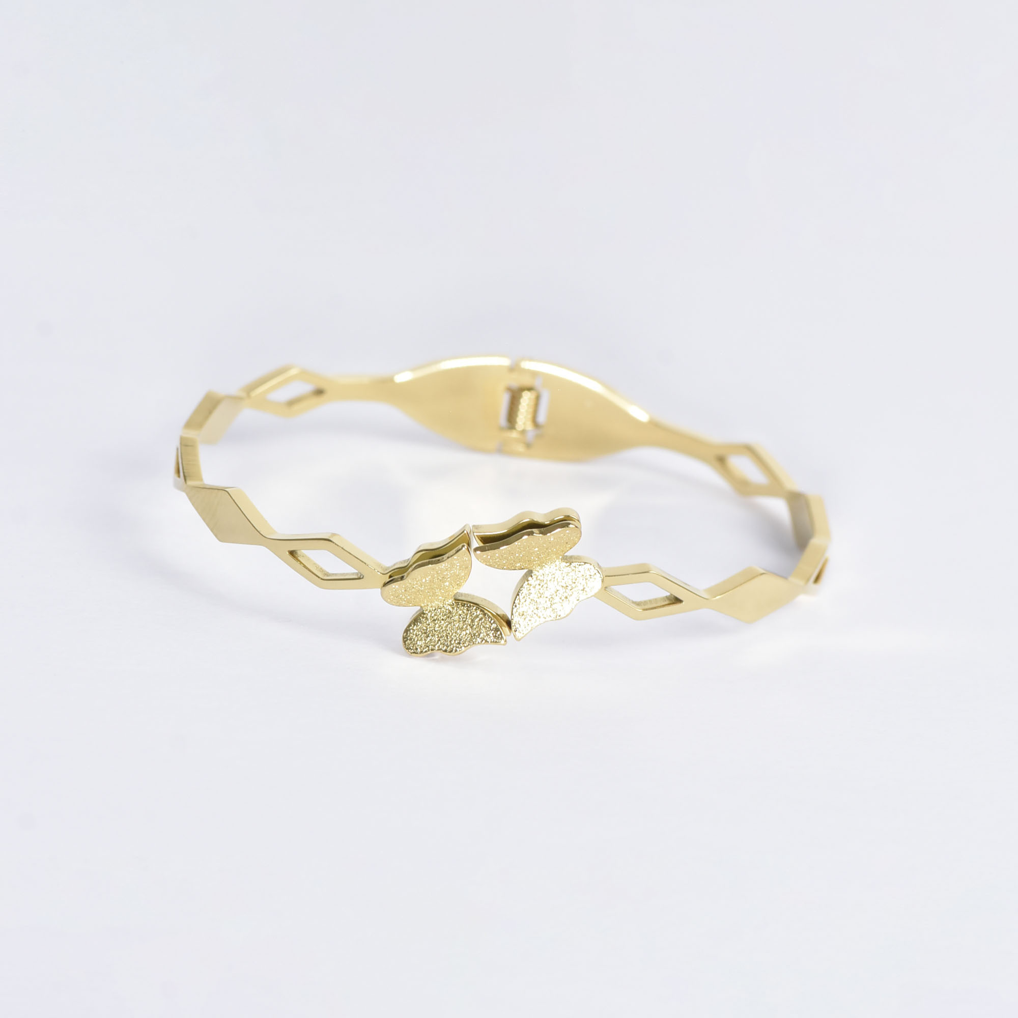 BRACELET 2 PAPILLIONS DORÉ LOSANGE – Image 3