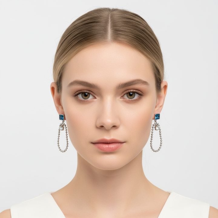 Boucle d'oreille petit carré Blue