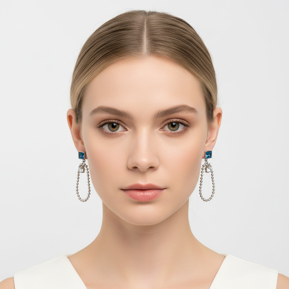 Boucle d'oreille petit carré Blue