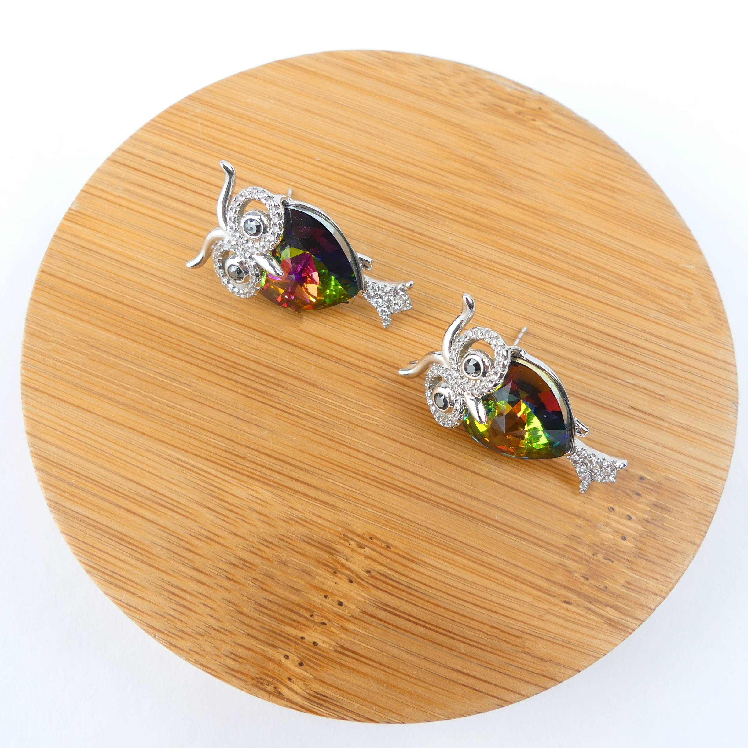 Boucles d´Oreilles hibou verte reflet – Image 4