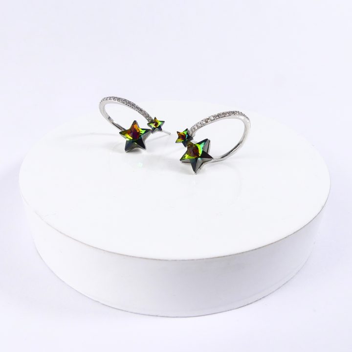Boucles d&rsquo;oreilles Etoile vert reflet
