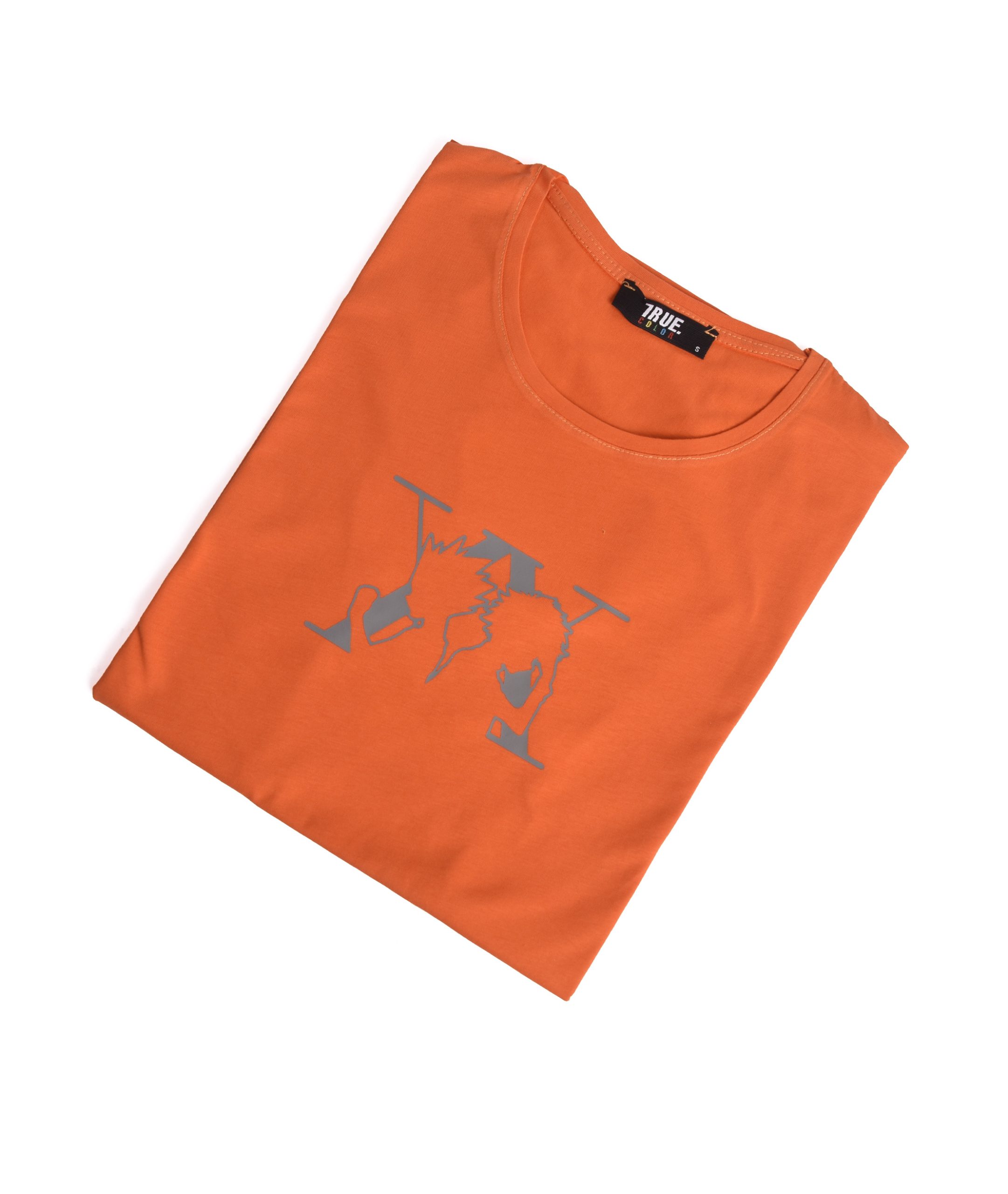 T-shirt ORANGE AVEC LOGO GRIS MANGA JAPONAIS – Image 3