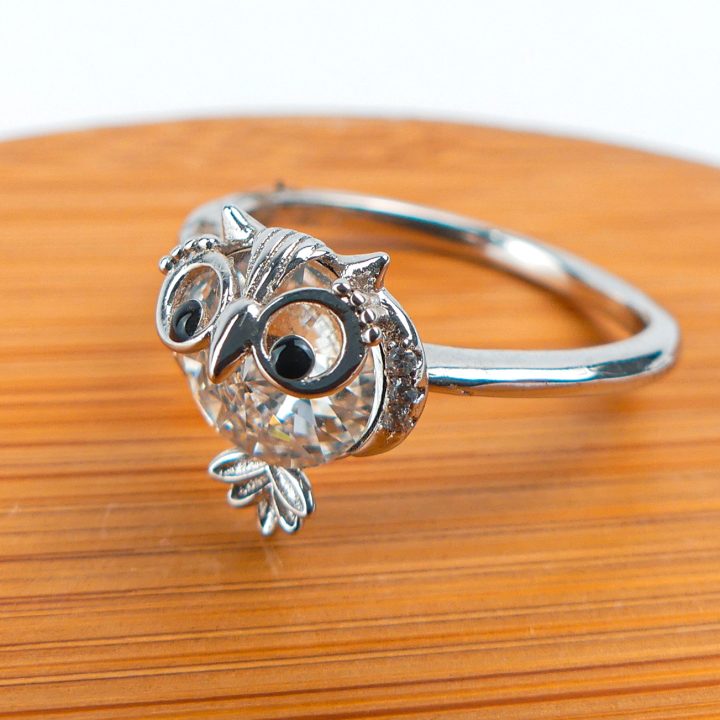 bague pierre hibou blanc