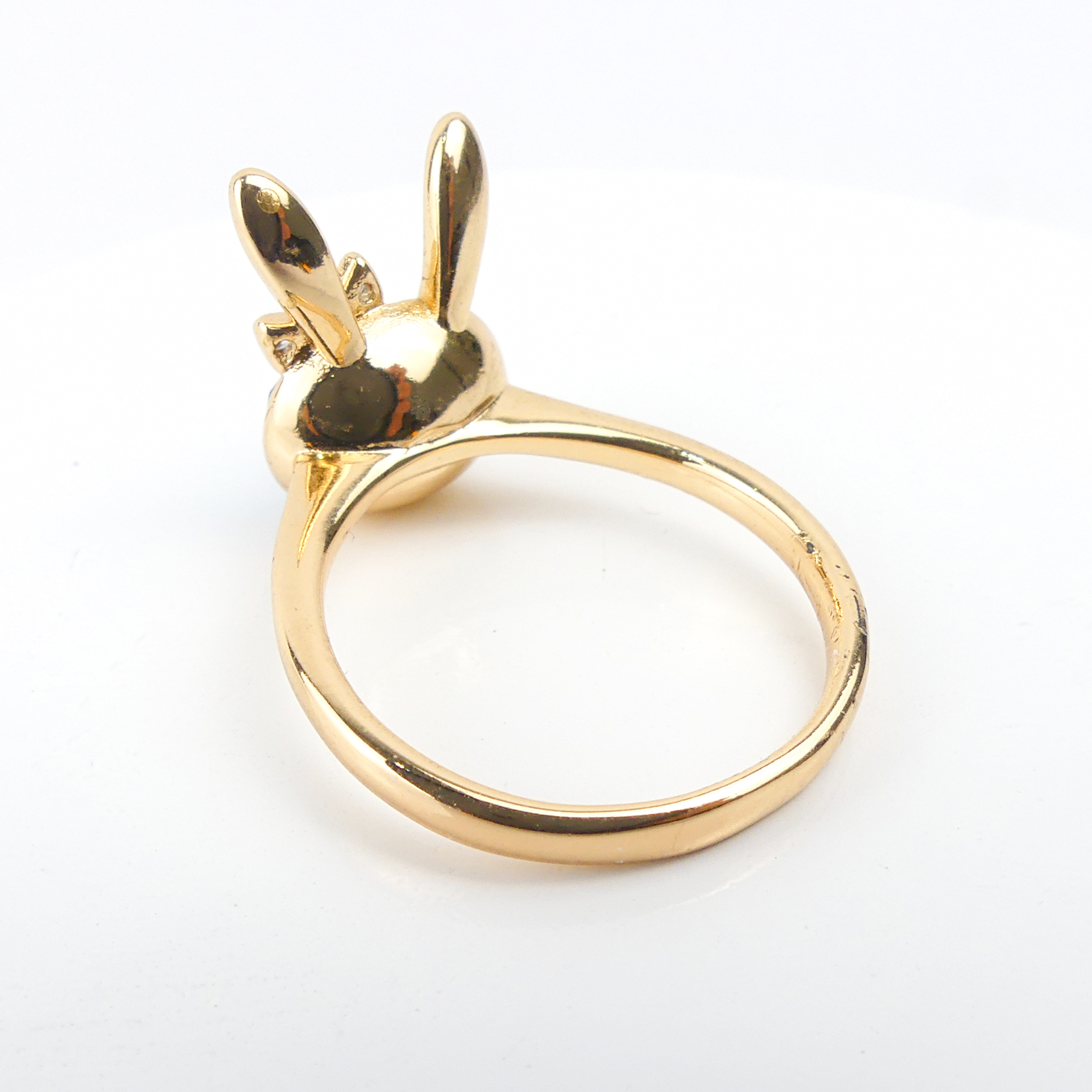 bague lapin blanc-plaqué or – Image 3