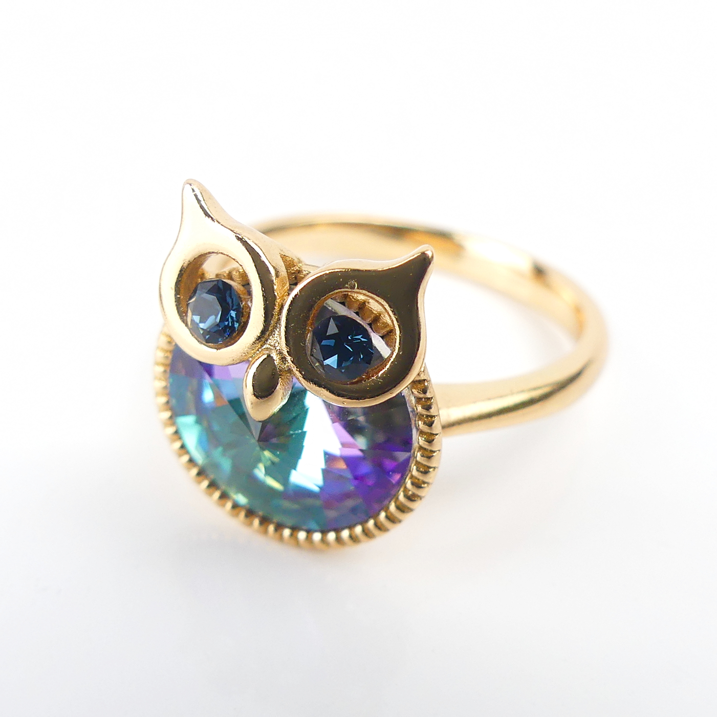 bague plaqué or pierre hibou rende move – Image 3