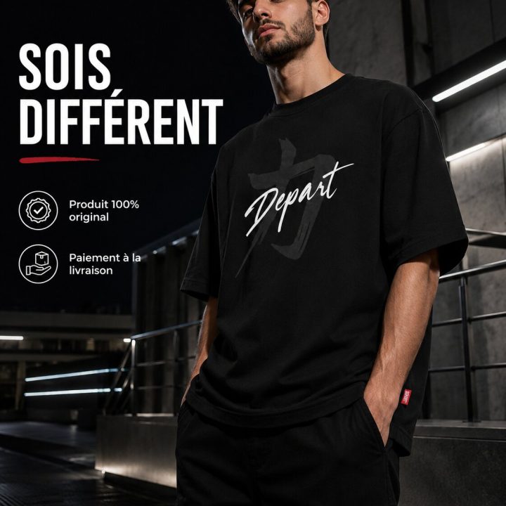 Départ Homme T-shirt Oversize Black