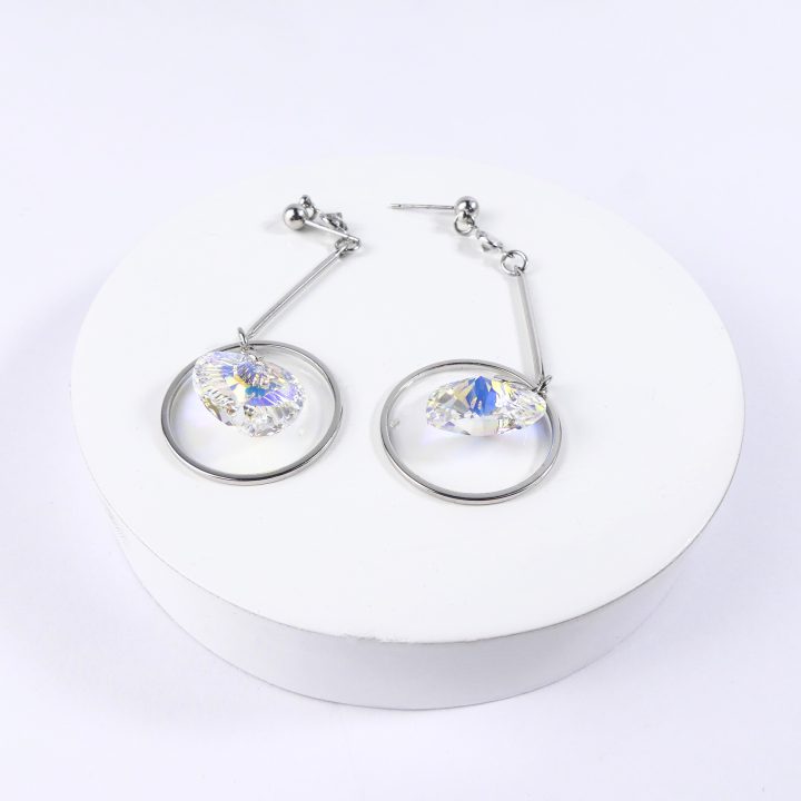 Boucles d'oreilles pendantes cœur jaune