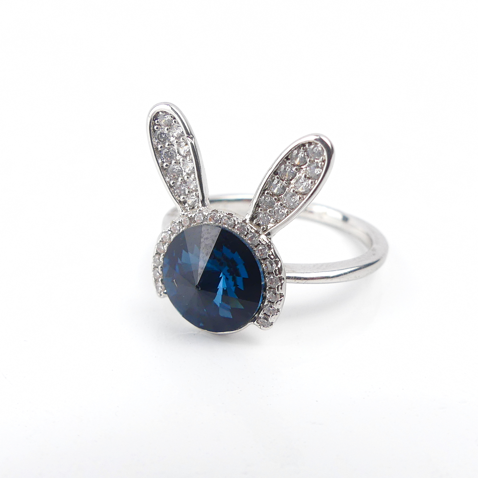 bague lapin bleu nuit -argent - – Image 2