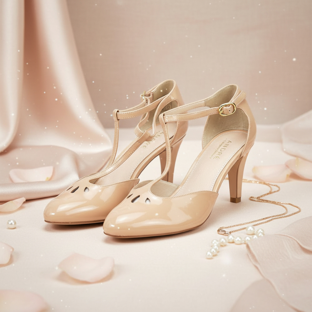 ANDRÉ ESCARPINS FEMME FALBALETTE CUIR NUDE – Image 6
