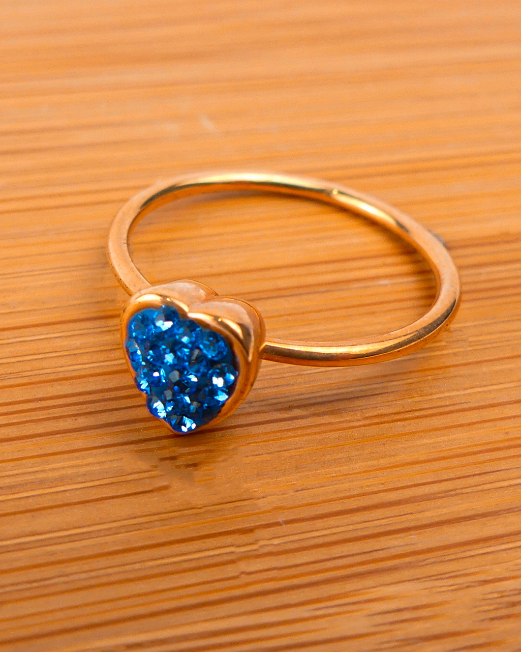 bague fine coeur bleu – Image 2