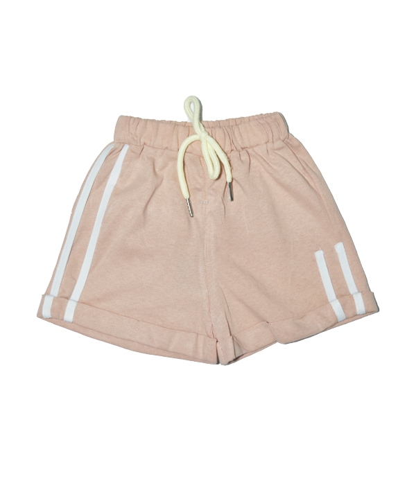SHORT COTON ROSE AVEC  2 Bandes Blanches