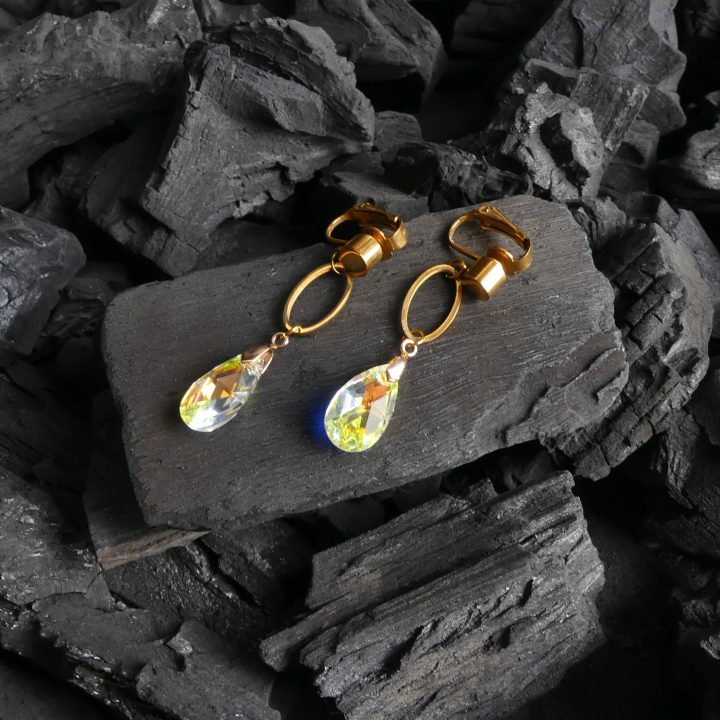 Boucle d&rsquo;oreille goutte jaune
