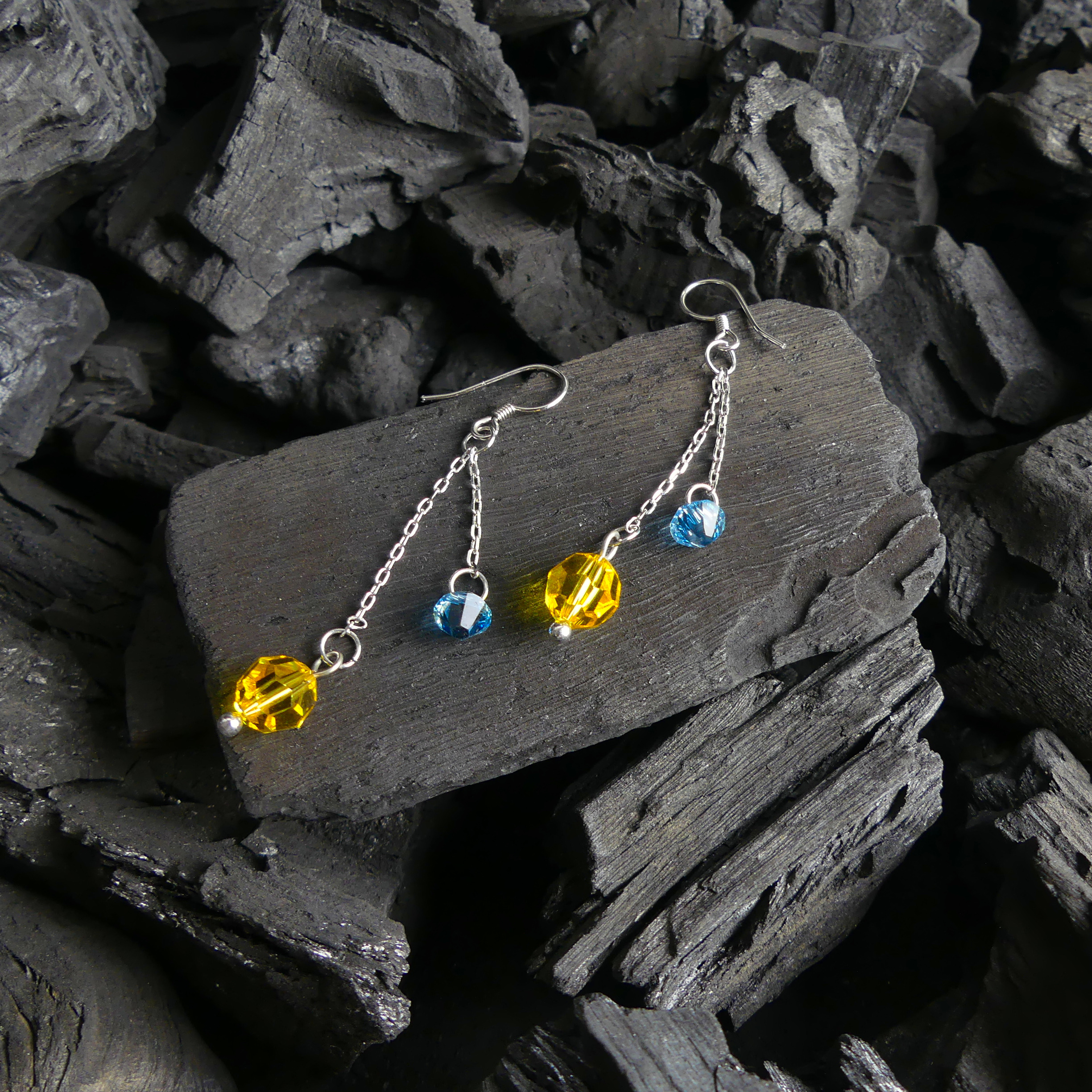 boucle d'oreille pendantes jaune/BLEU – Image 3
