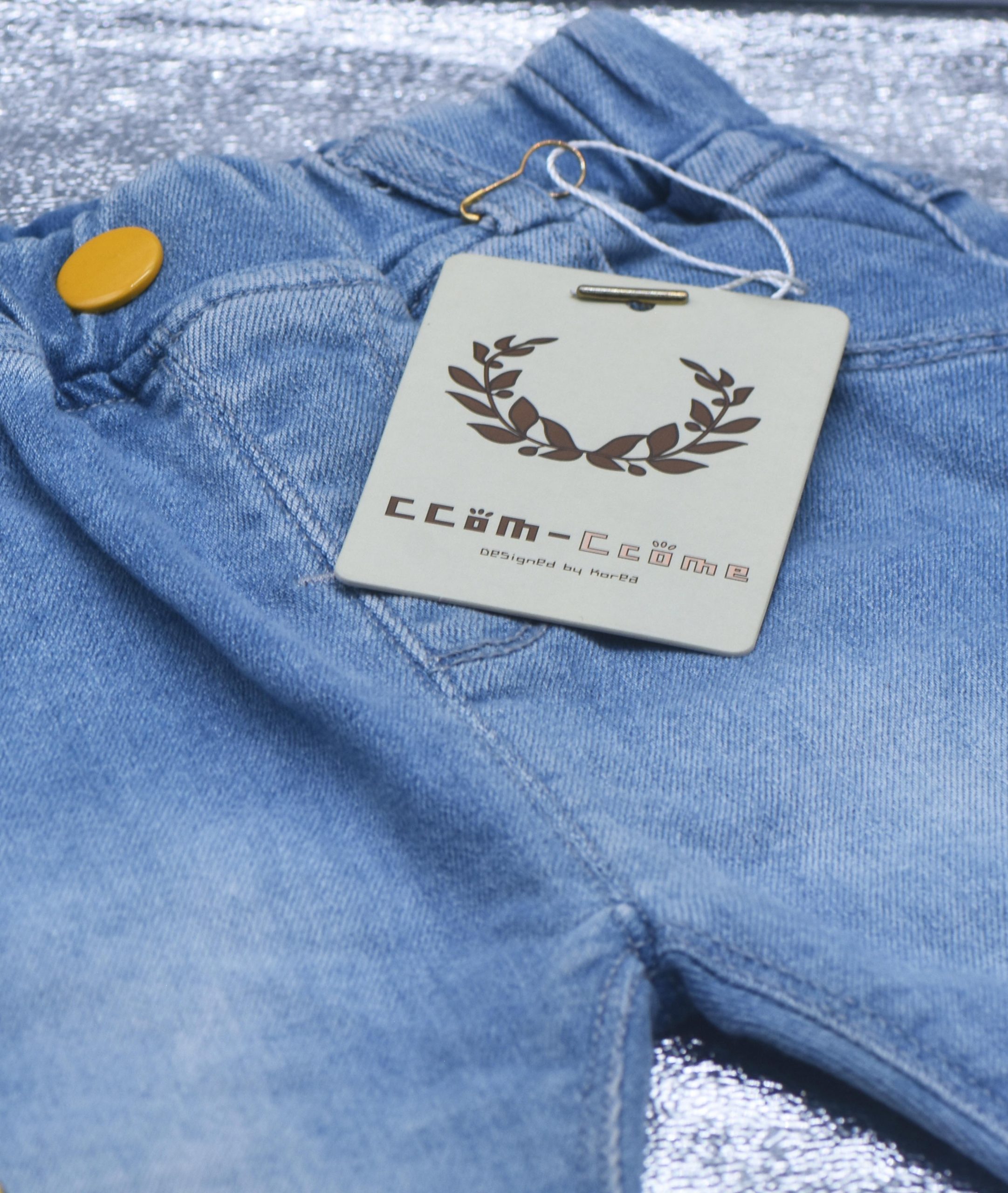 SHORT JEANS bleu MOTIF petits poussins – Image 5
