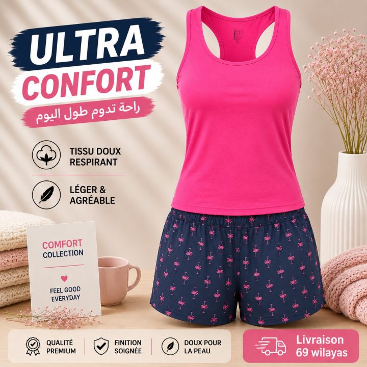 Pyjama d'Été Femme Rose