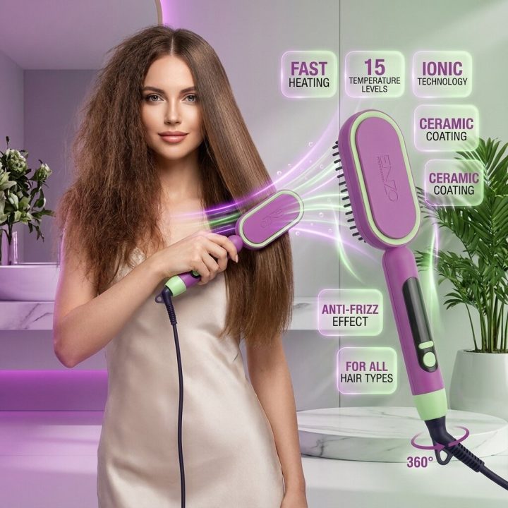 ENZO PROFESSIONAL Peigne Pour Cheveux Chauffante Lissante Pro 988F°
