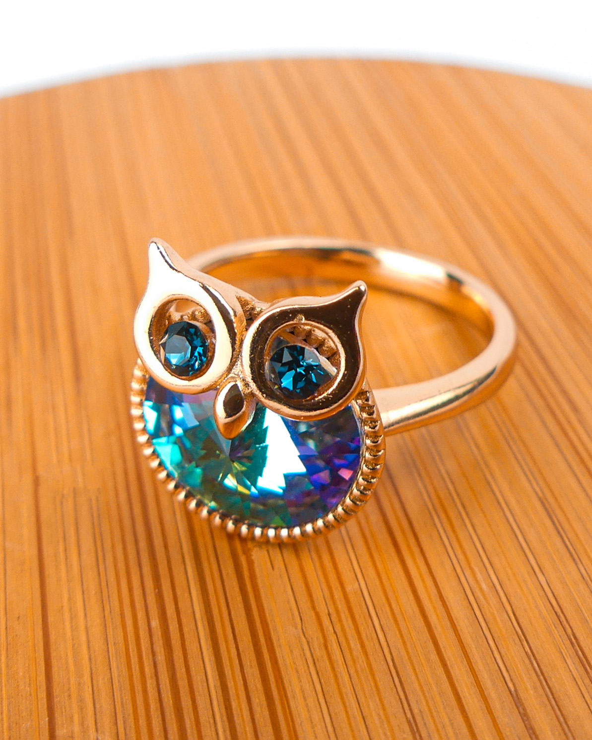 bague plaqué or pierre hibou rende move – Image 4