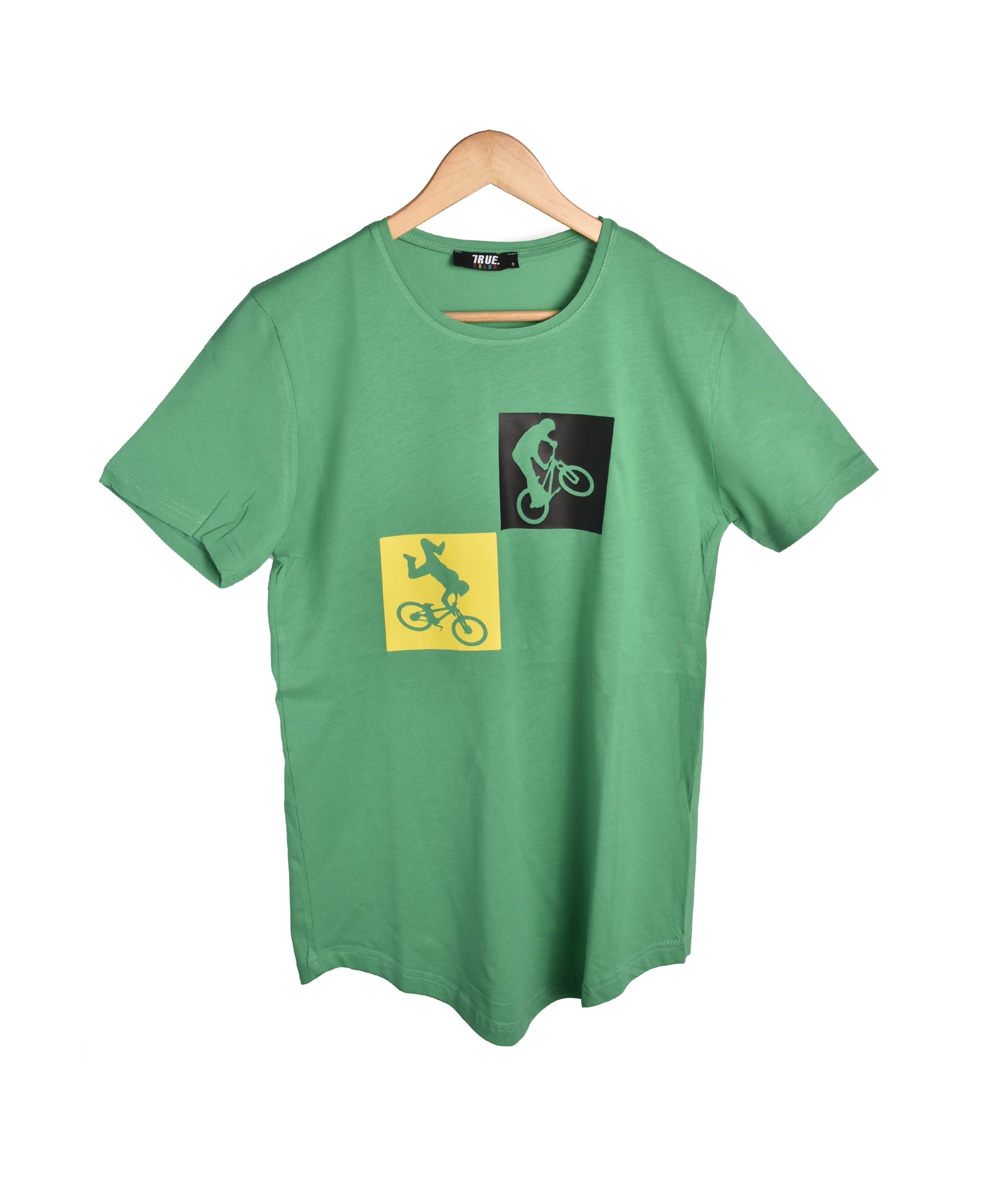T-shirt VERT 2 LOGO VELO JAUNE ET NOIR – Image 2
