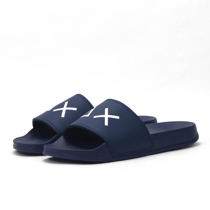 SUN68 Logo Navy Flip Flops