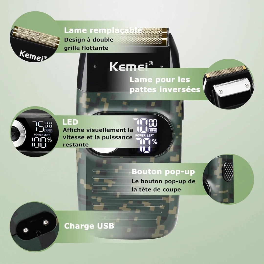 KEMEI KM-2027 Electric Twin Blade Foil Shaver – Image 4